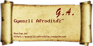 Gyeszli Afrodité névjegykártya